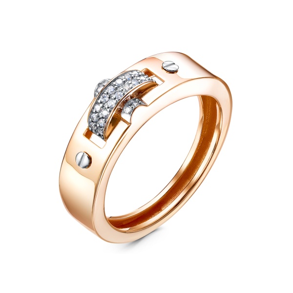 Кольцо из красного золота с фианитами