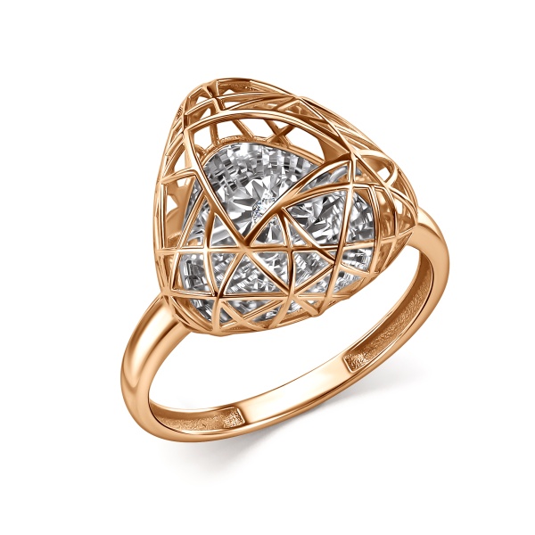 Кольцо из красного золота с танцующим бриллиантом