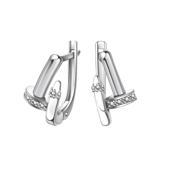 Серьги из серебра с фианитами