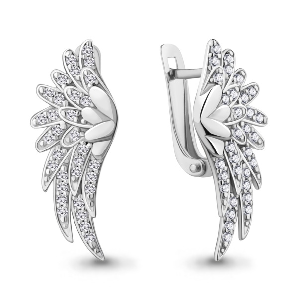 Серьги из белого золота с фианитами