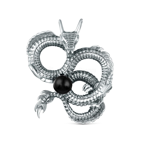 Подвеска из серебра с синтетическим агатом «Дракон»