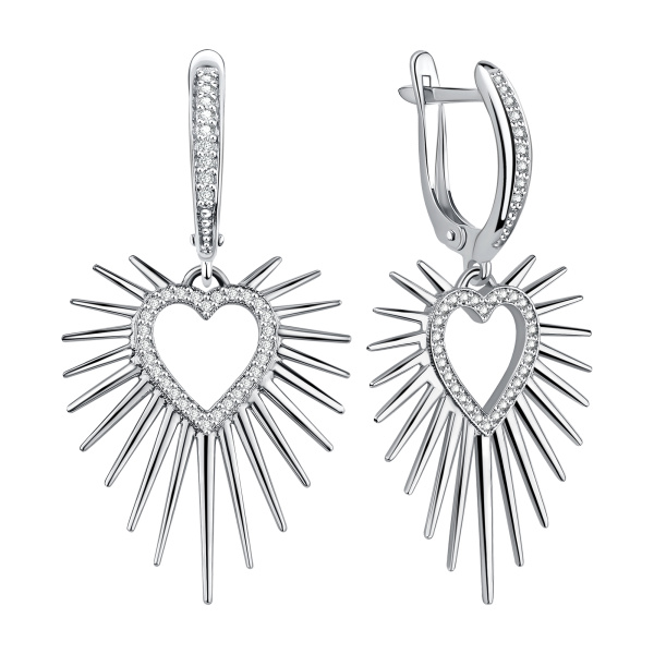 Серьги из серебра с фианитами