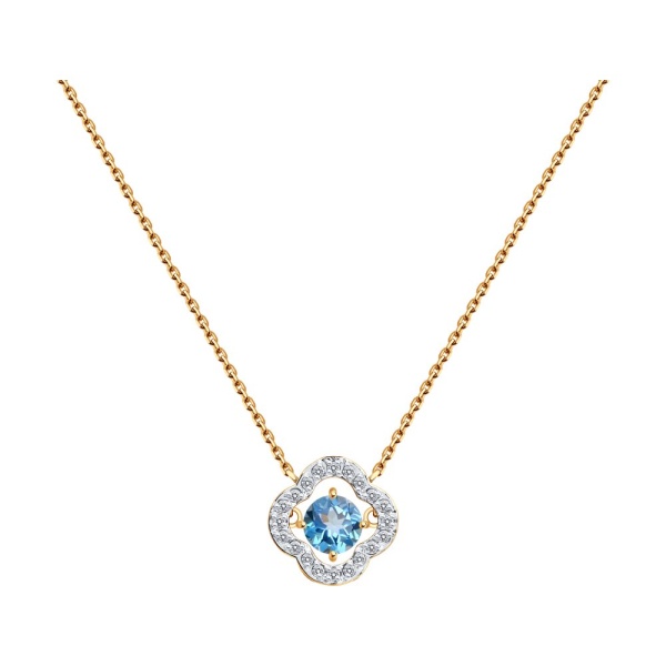 Колье из красного золота с топазом и фианитами