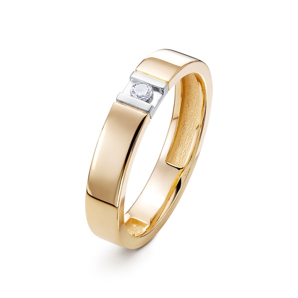 Обручальное кольцо из красного золота с бриллиантом