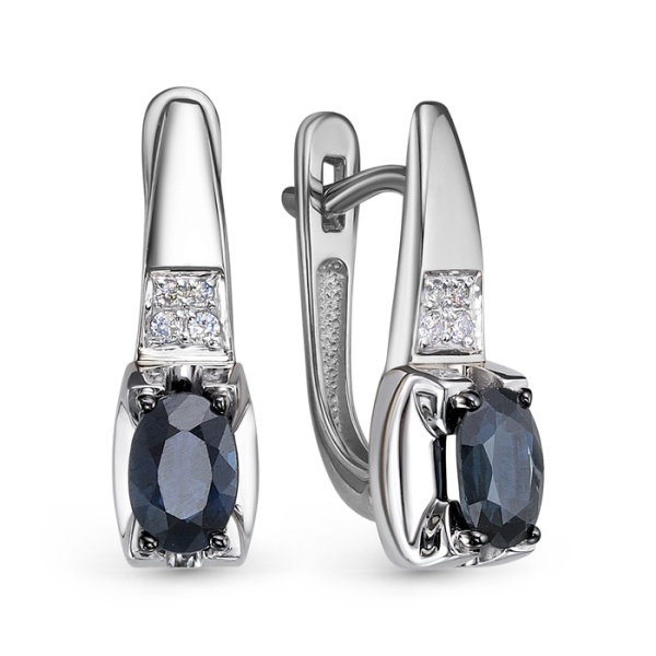 Серьги из белого золота с сапфирами и бриллиантами