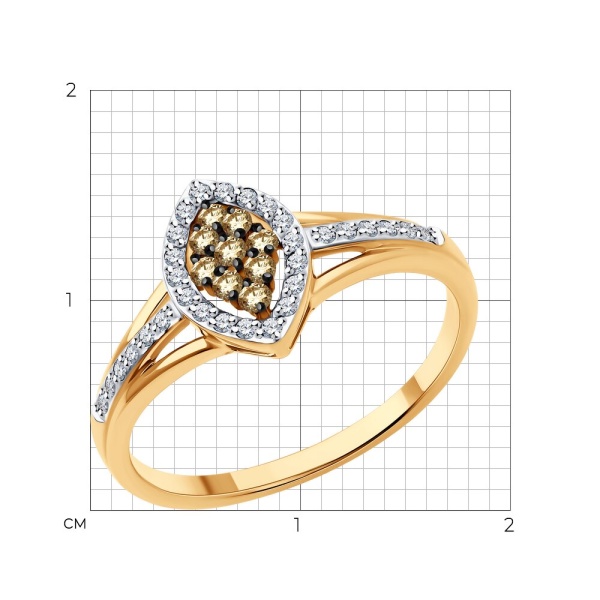 Кольцо из красного золота с бриллиантами