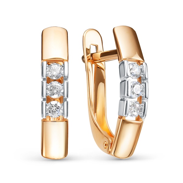 Серьги из красного золота с фианитами