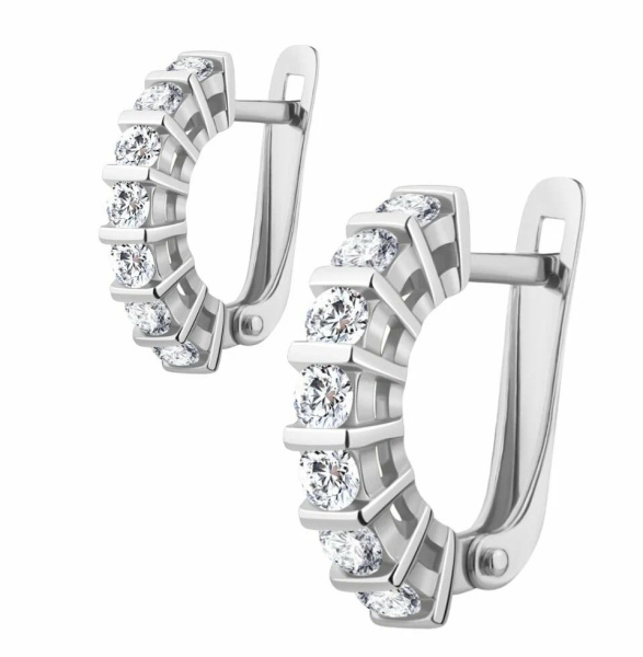Серьги из серебра с фианитами