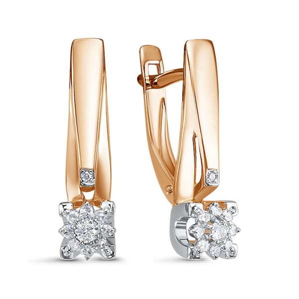 Серьги из красного золота с бриллиантами