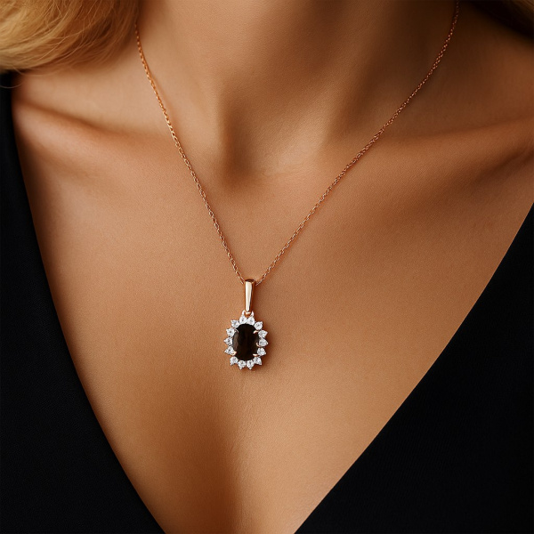 Подвеска из красного золота с раухтопазом и фианитами