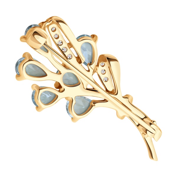 Брошь из красного золота с топазами и фианитами