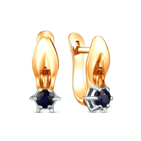 Серьги из позолоченного серебра с сапфирами