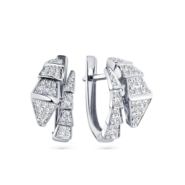 Серьги из белого золота с фианитами