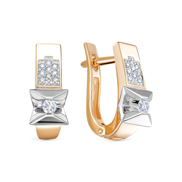 Серьги из красного золота с бриллиантами