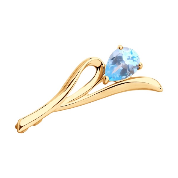 Брошь из красного золота с топазом