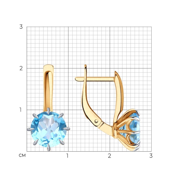 Серьги из красного золота с топазами
