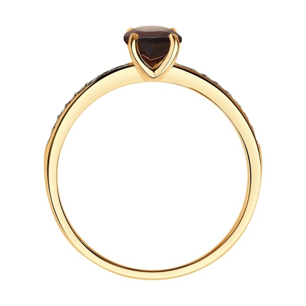 Кольцо из красного золота с гранатами и фианитами