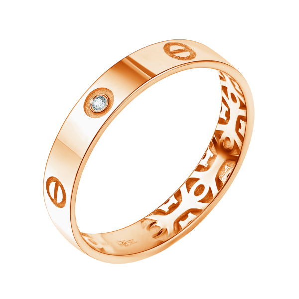 Кольцо из красного золота с бриллиантом