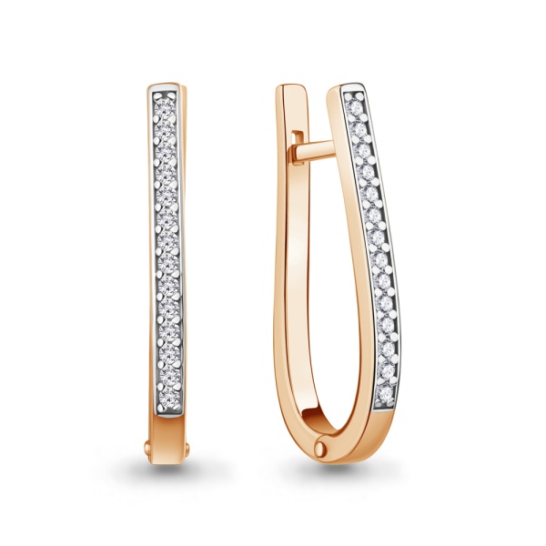 Серьги из красного золота с фианитами