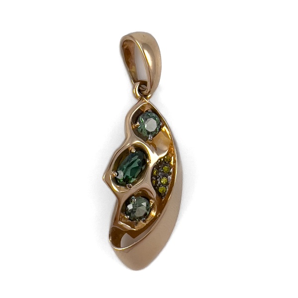 Подвеска из золота с турмалином и фианитами