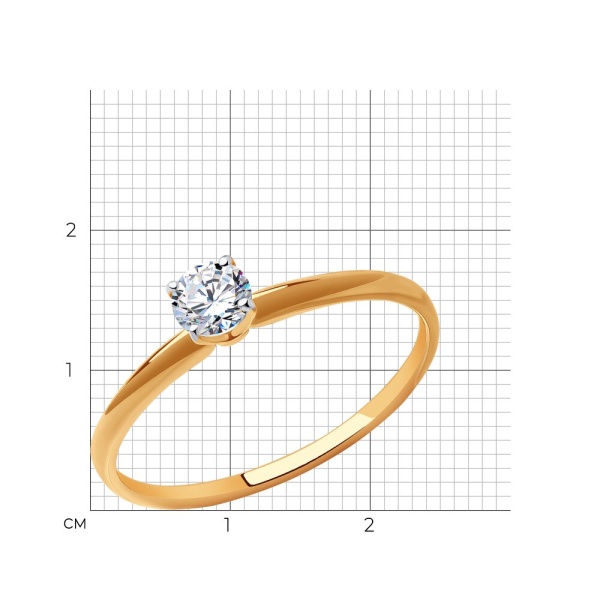 Кольцо из красного золота с фианитом