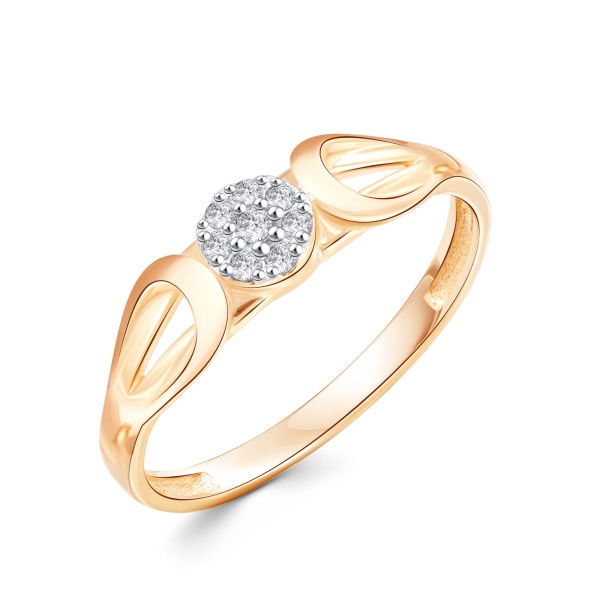 Кольцо из красного золота с фианитами