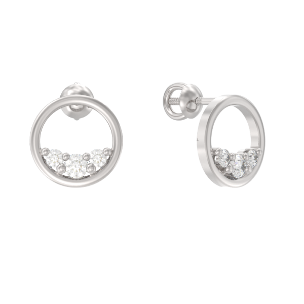 Серьги-пусеты из серебра с фианитами