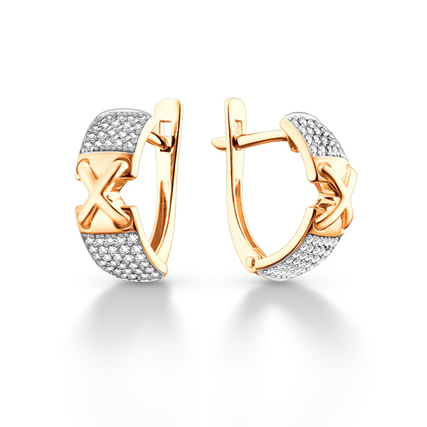 Серьги из красного золота с фианитами