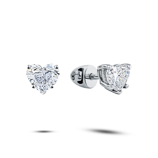 Серьги пусеты из белого золота с бриллиантами