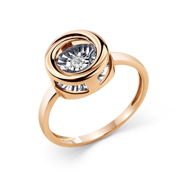 Кольцо из красного золота с бриллиантом