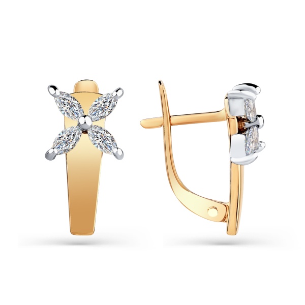 Серьги из красного золота с фианитами