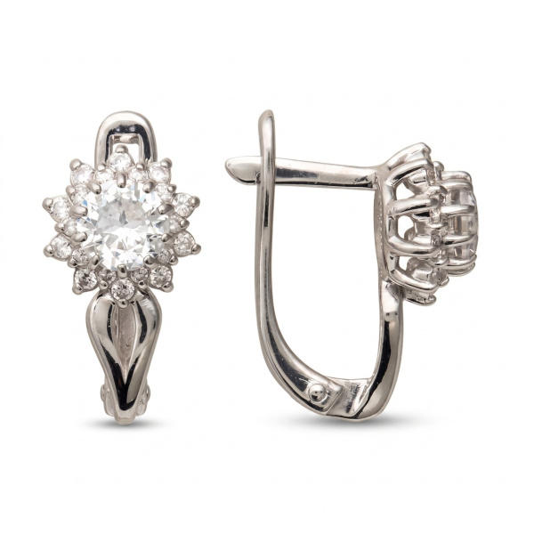 Серьги из серебра с фианитами