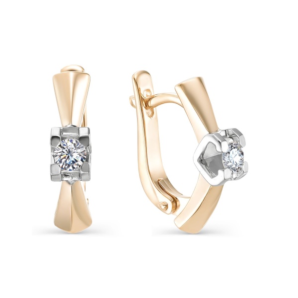 Серьги из красного золота с бриллиантами