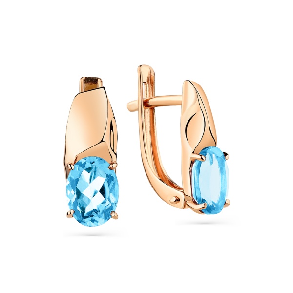 Серьги из красного золота с топазами