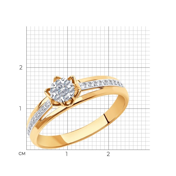 Кольцо из красного золота с бриллиантами