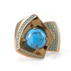 Кольцо из красного золота с бирюзой и фианитами