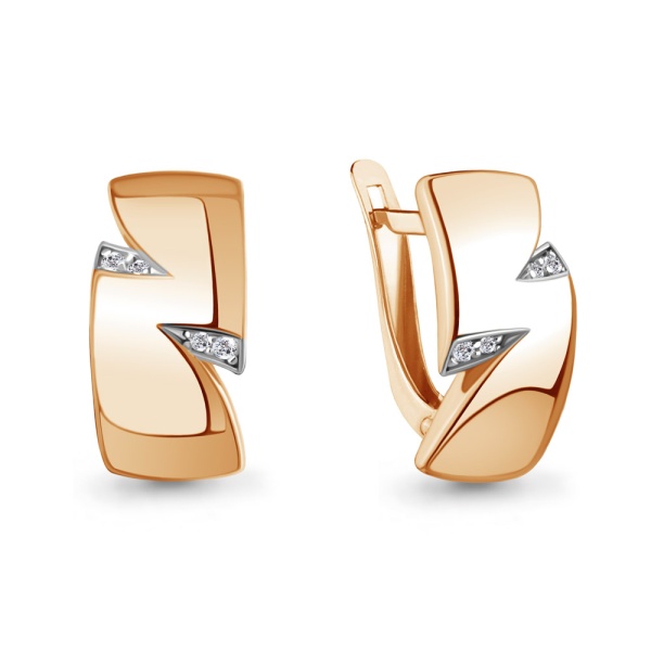 Серьги из красного золота с фианитами