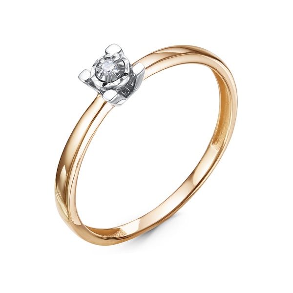 Кольцо из красного золота с бриллиантом