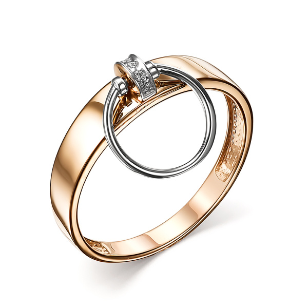 Кольцо из красного золота с фианитами