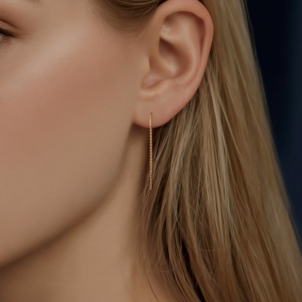 Серьги-цепочки из красного золота