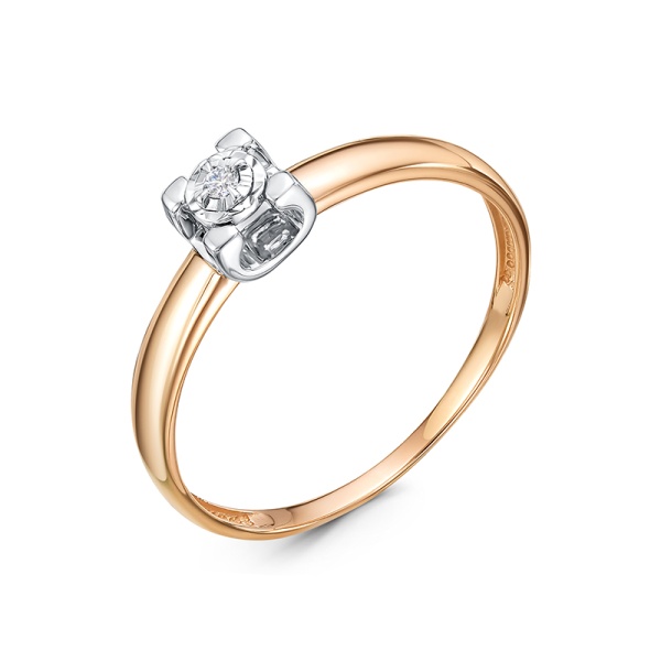 Кольцо из красного золота с бриллиантом