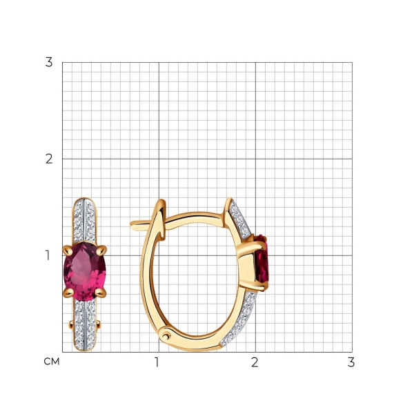 Серьги из красного золота с рубинами и бриллиантами