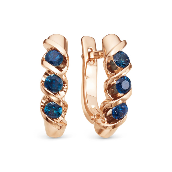 Серьги из красного золота с сапфирами