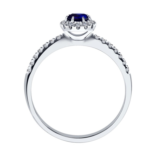 Кольцо из белого золота с сапфиром и бриллиантами