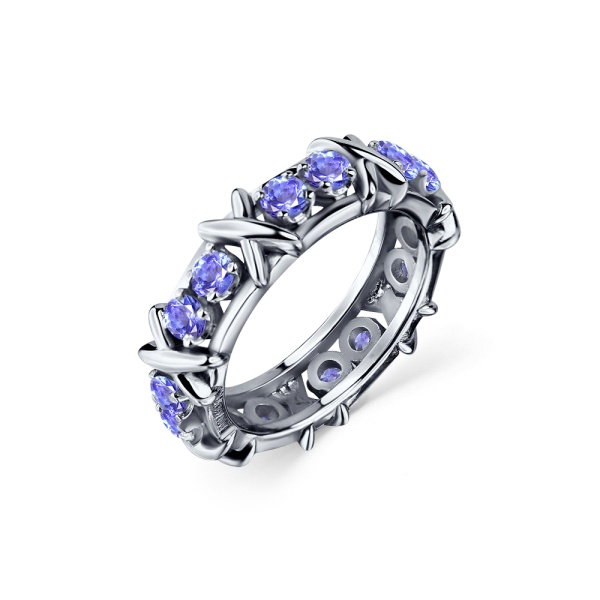Кольцо из серебра с танзанитами
