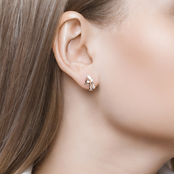 Серьги «Медвежонок» из красного золота 585 пробы