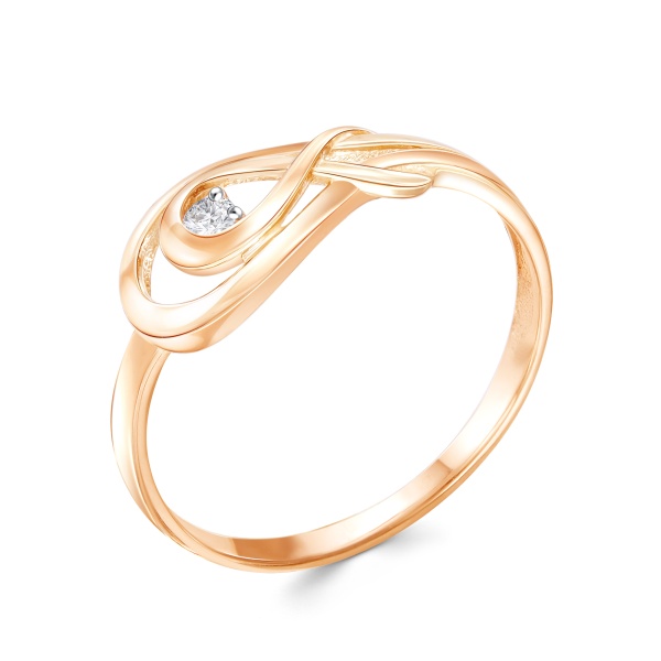 Кольцо из красного золота с фианитом