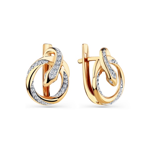 Серьги из красного золота с фианитами