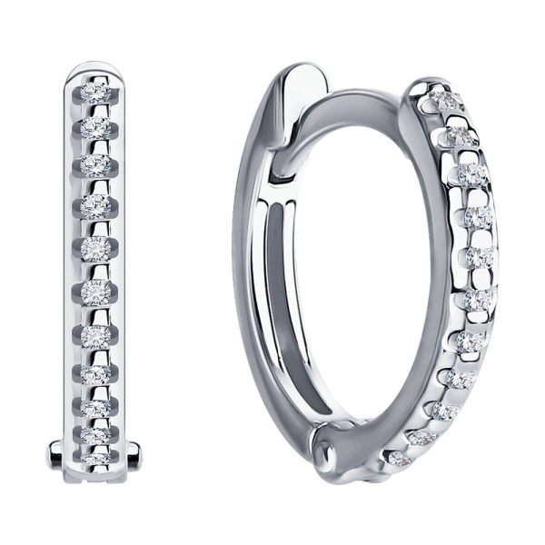 Серьги конго из белого золота с бриллиантами