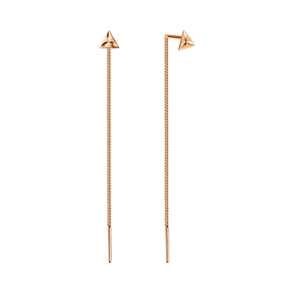 Серьги-цепочки из красного золота